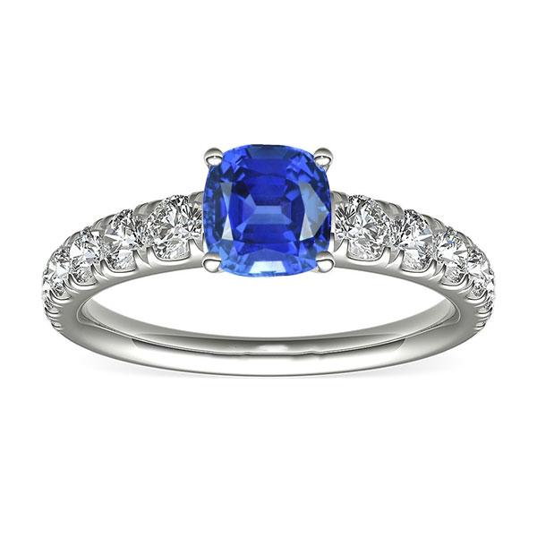 Diamant Kissen Blauer Saphir Ring 3 Karat Weißgold 14K Schmuck - harrychadent.de