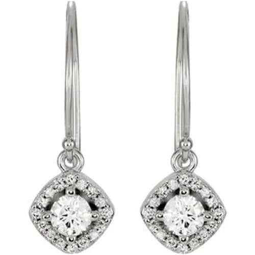 Diamant-Ohrringe im Halo-Stil 1.60 Karat 14K Weißgold