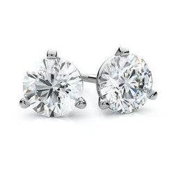 Aus der Erde Abgebauter Natürlicher Diamant Ohrstecker 3.5 Kt Weißgold 14K