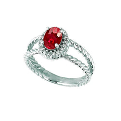 Aus der Erde Abgebauter Natürlicher Diamant Oval Rubin Edelstein Ring 1,16 Karat Weißgold 14K