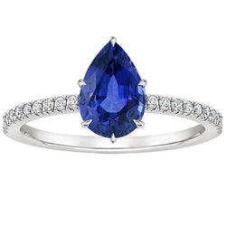 Diamant & Pear Solitaire Ring Blauer Saphir Mit Akzenten 5,25 Karat