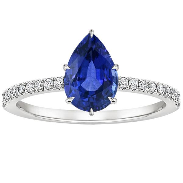 Diamant & Pear Solitaire Ring Blauer Saphir Mit Akzenten 5,25 Karat - harrychadent.de