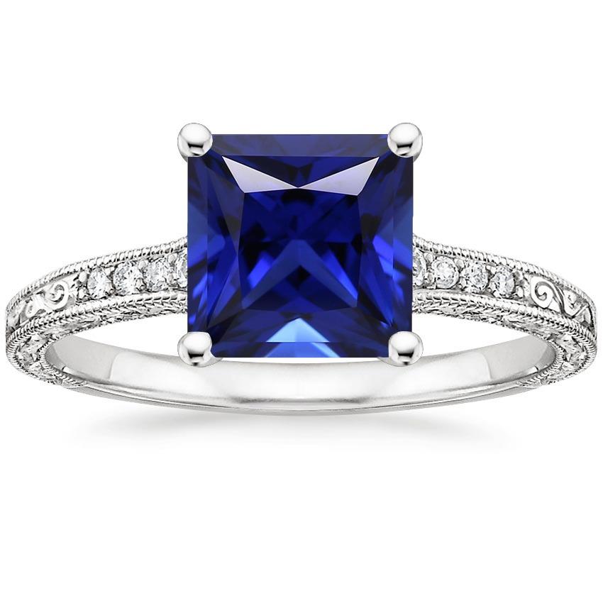 Diamant & Princess Sri Lankan Saphir Ring im antiken Stil 5,25 Karat - harrychadent.de