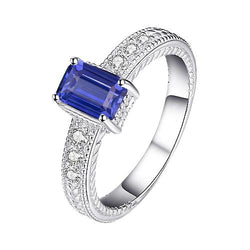 Aus der Erde Abgebauter Natürlicher Diamant-Ring-Korb-Set im antiken Stil Smaragdschliff Saphir 2,50 Karat
