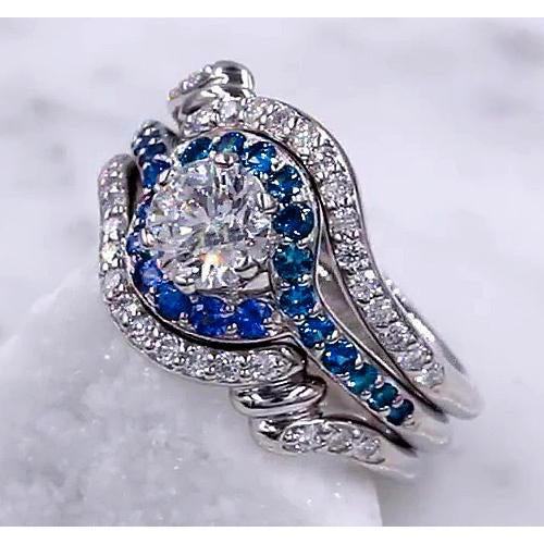 Diamant Ring Set 3,50 Karat Blauer Saphir Damen Schmuck - harrychadent.de