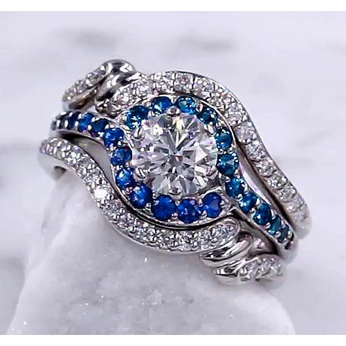 Diamant Ring Set 3,50 Karat Blauer Saphir Damen Schmuck - harrychadent.de