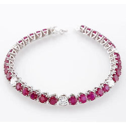 Aus der Erde Abgebauter Natürlicher Diamant Rubin Tennis Armband 44,75 Karat Krappenset Damen Schmuck