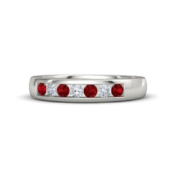 Aus der Erde Abgebauter Natürlicher Diamant Rundes Rubinband 2.50 Karat Weißgold 14K