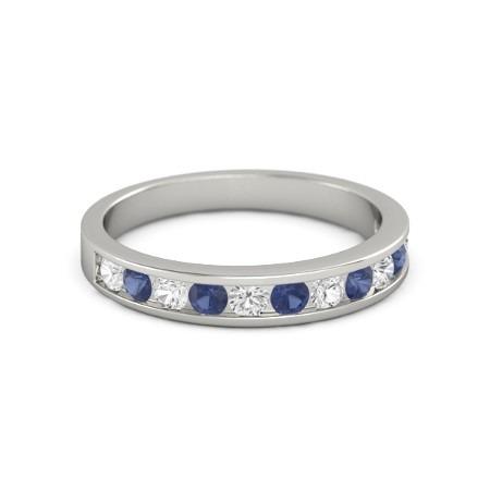 Diamant Rundes blaues Saphirband 2,50 Karat Weißgold 14K Schmuck - harrychadent.de