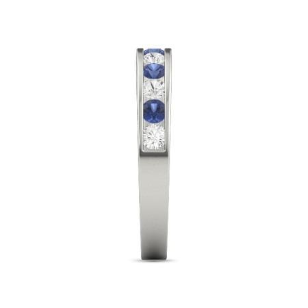 Diamant Rundes blaues Saphirband 2,50 Karat Weißgold 14K Schmuck - harrychadent.de