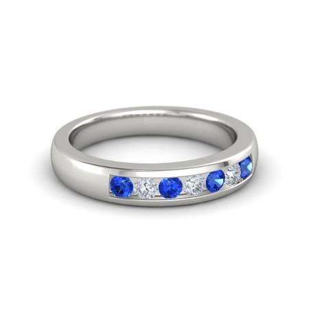 Diamant Rundes blaues Saphirband 2.50 Karat Weißgold 14K - harrychadent.de