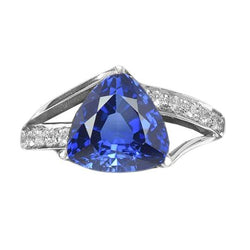 Aus der Erde Abgebauter Natürlicher Diamant Saphir Edelstein Ring 2 Karat Split Shank Gold Damen Schmuck