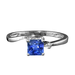Diamant-Saphir-Ring Radiant Cut Bypass Style 1,25 Karat U-Zacken-Set