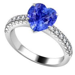 Aus der Erde Abgebauter Natürlicher Diamant-Saphir-Verlobungsring 4 Karat Krappenset Weißgold 14K