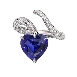 Aus der Erde Abgebauter Natürlicher Diamant Schmuck Herz Blauer Saphir Ring Twisted Style 5 Karat