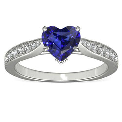 Aus der Erde Abgebauter Natürlicher Diamant Schmuck Herz Ceylon Saphir Ring 2,50 Karat Akzent
