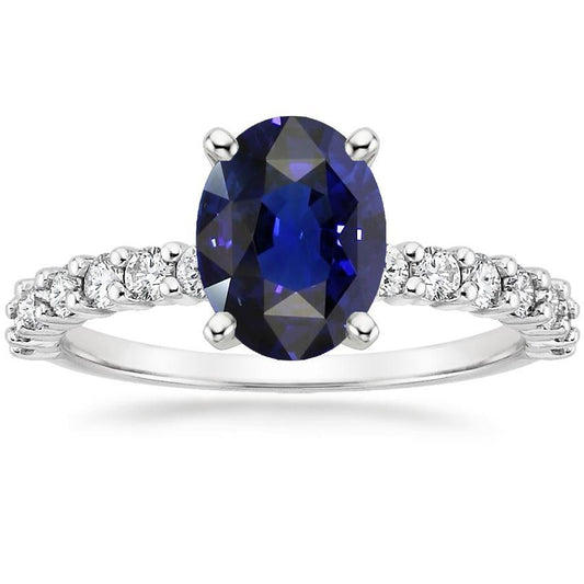 Diamant Solitaire Oval Srilanka Saphir Ring mit Akzenten 4,50 Karat - harrychadent.de