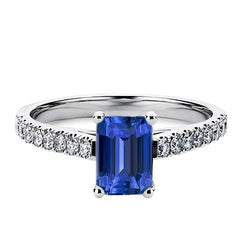Aus der Erde Abgebauter Natürlicher Diamant Solitaire Ring Akzente Birne Ceylon Saphir 2,50 Karat