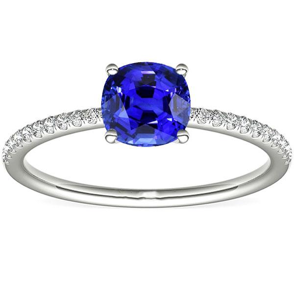 Diamant Solitaire Ring Akzente Kissen Form Ceylon Saphir 3 Karat - harrychadent.de