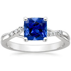 Diamant Solitaire Ringkissen blauer Saphir mit Akzenten 2,50 Karat