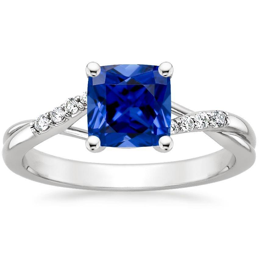 Diamant Solitaire Ringkissen blauer Saphir mit Akzenten 2,50 Karat - harrychadent.de