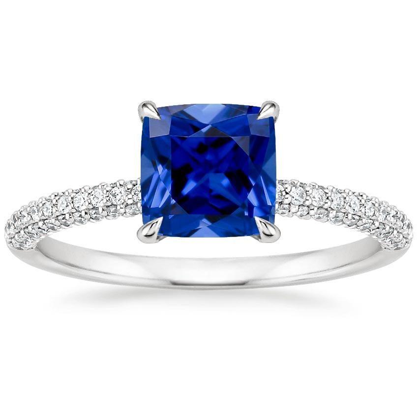 Diamant Solitaire Ringkissen blauer Saphir mit Akzenten 3,25 Karat - harrychadent.de