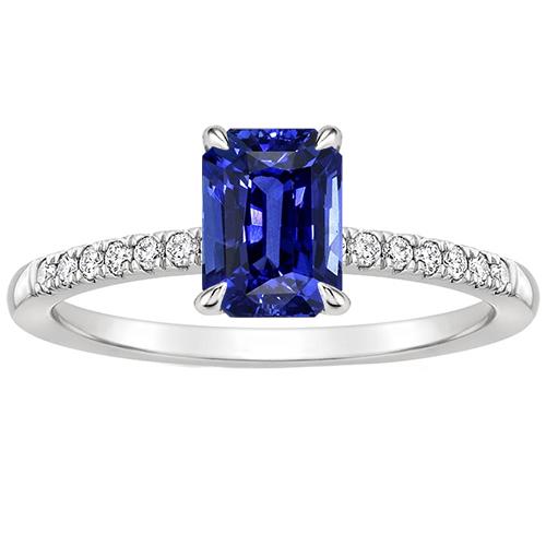 Diamant-Solitär-Akzent-Ring Strahlend blauer Saphir 4 Karat - harrychadent.de