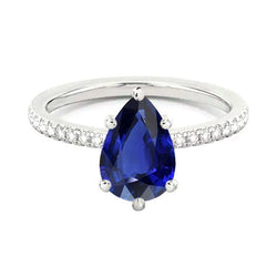 Aus der Erde Abgebauter Natürlicher Diamant-Solitär-Ehering Blauer Saphir mit Akzenten 3,50 Karat
