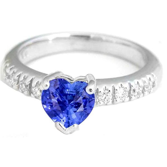 Diamant-Solitär-Herz-Blauer Saphir-Ring mit Akzenten 2,50 Karat - harrychadent.de