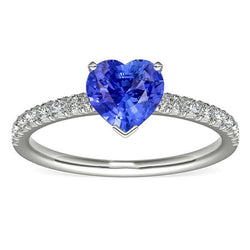 Aus der Erde Abgebauter Natürlicher Diamant-Solitär-Ring mit Akzenten Herz Sri Lanka Saphir 3 Karat