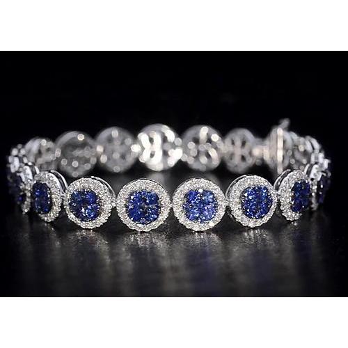 Diamant Tennisarmband 33.25 Karat Ceylon Blauer Saphir Schmuck - harrychadent.de