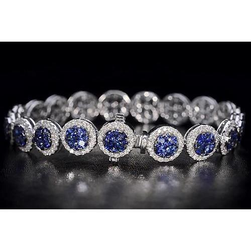 Diamant Tennisarmband 33.25 Karat Ceylon Blauer Saphir Schmuck - harrychadent.de