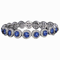 Diamant Tennisarmband 33.25 Karat Ceylon Blauer Saphir Schmuck