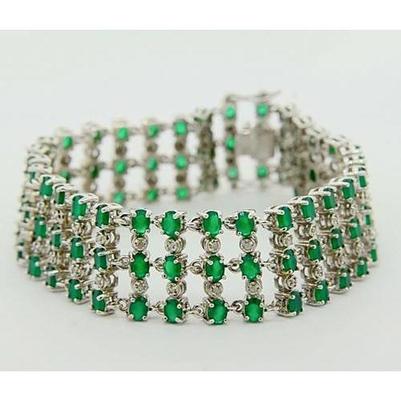 Diamant-Teppich-Armband Kolumbianischer Grüner Smaragd 48.35 Karat - harrychadent.de