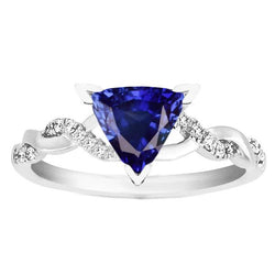 Diamant Trillion V Krappenring mit blauem Saphir 2 Karat Twisted Style