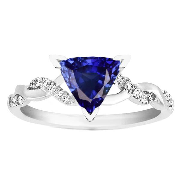 Diamant Trillion V Krappenring mit blauem Saphir 2 Karat Twisted Style - harrychadent.de