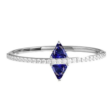 Diamant Trillion blauer Saphir Ring akzentuierter Schmuck 1,50 Karat - harrychadent.de