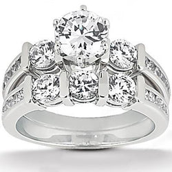 Aus der Erde Abgebauter Natürlicher Diamant-Verlobungs-Jubiläums-Set 2,45 Karat Weißgoldring