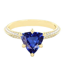 Aus der Erde Abgebauter Natürlicher Diamant-Verlobungsring 6 Trillion Ceylon Saphir 2,50 Karat