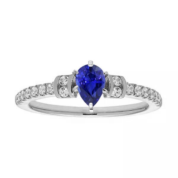 Diamant-Verlobungsring Birne Blauer Saphir 2.50 Karat Gold - harrychadent.de