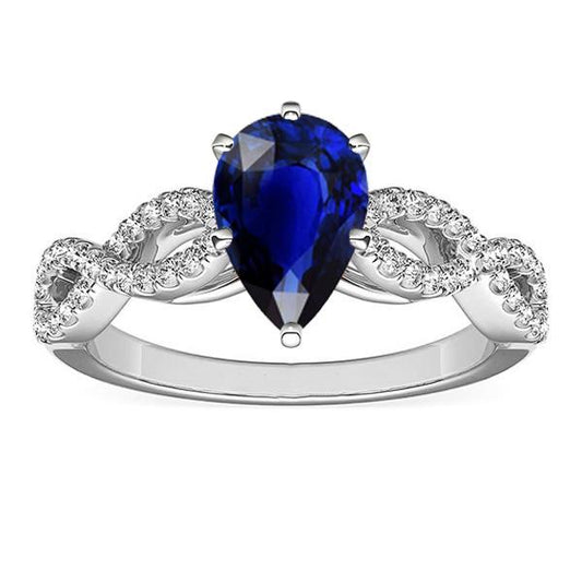 Diamant-Verlobungsring Birne Blauer Saphir 3 Karat Damenschmuck - harrychadent.de