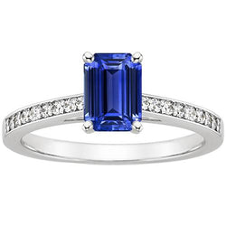 Diamant-Verlobungsring Blauer Saphir & Pavé-Set Diamanten 3,50 Karat