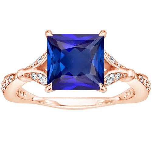 Diamant-Verlobungsring Krappenset Princess Blue Sapphire 3,75 Karat - harrychadent.de