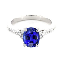 Aus der Erde Abgebauter Natürlicher Diamant-Verlobungsring Oval Sri Lanka Saphir 3,50 Karat