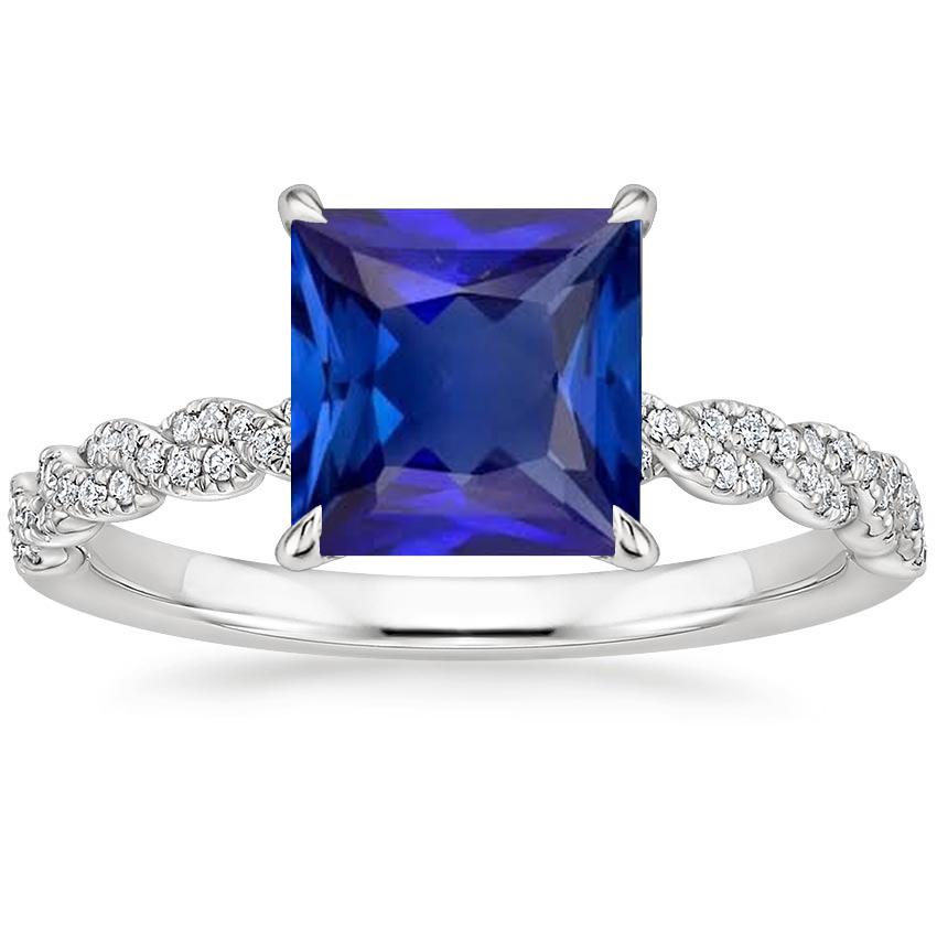 Diamant-Verlobungsring Princess Blue Saphir 6 Karat Pave-Fassung - harrychadent.de