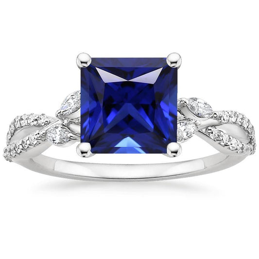 Diamant-Verlobungsring Prinzessin Sri Lanka Saphir & Akzente 6 Karat - harrychadent.de