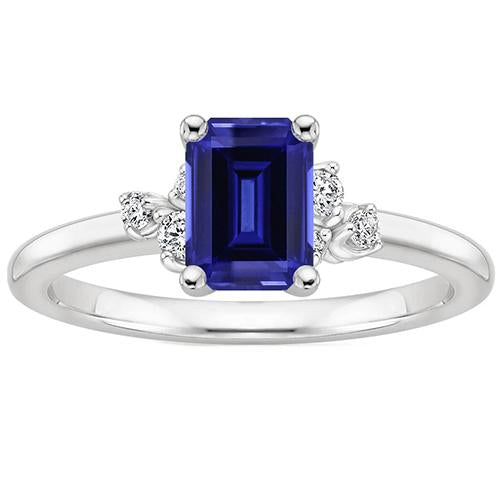 Diamant-Verlobungsring Smaragd mit Akzenten blauer Saphir 4 Karat - harrychadent.de