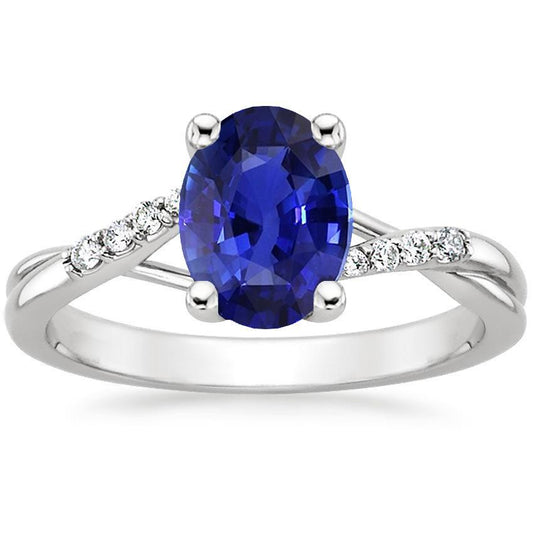 Diamant-Verlobungsring Split Shank Oval Cut Blauer Saphir 3 Karat - harrychadent.de