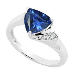 Aus der Erde Abgebauter Natürlicher Diamant-Verlobungsring Trillion Deep Blue Saphir 1,75 Karat