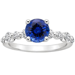 Diamant-Verlobungsring mit blauem Saphir-Zentrum 3 Karat Weißgold